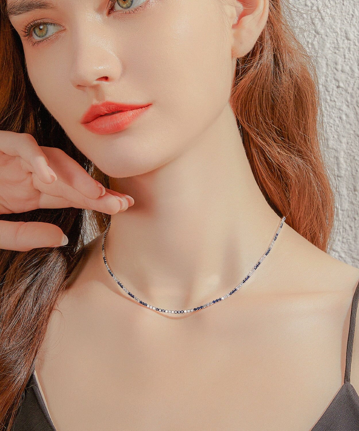 24K Gold Blue & White Tennis Chain - 2mm Saurin Jiya