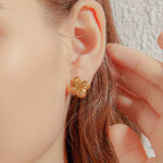 24K Gold Clover Stud Earring Saurin Jiya