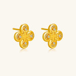 24K Gold Clover Stud Earring Saurin Jiya