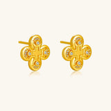 24K Gold Clover Stud Earring Saurin Jiya