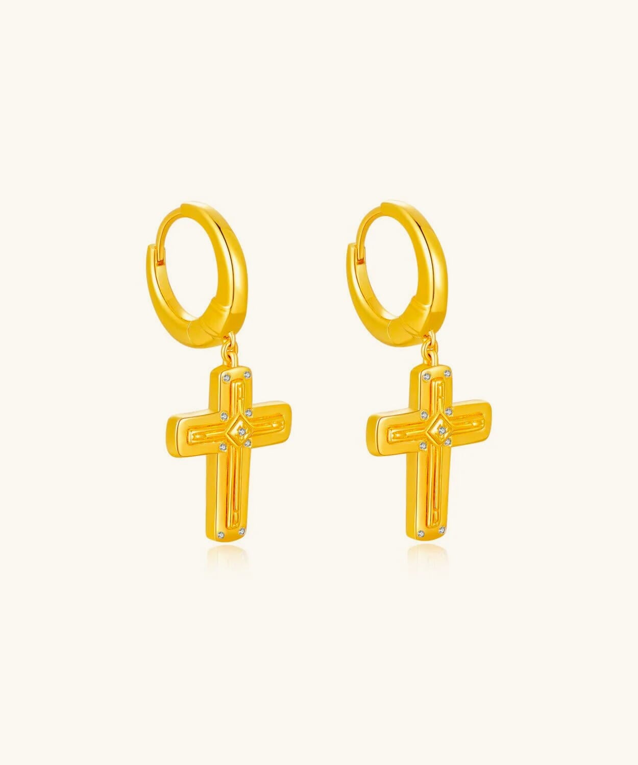 24K Gold Cross Hoop Earring Saurin Jiya