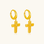 24K Gold Cross Hoop Earring Saurin Jiya