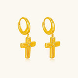 24K Gold Cross Hoop Earring Saurin Jiya