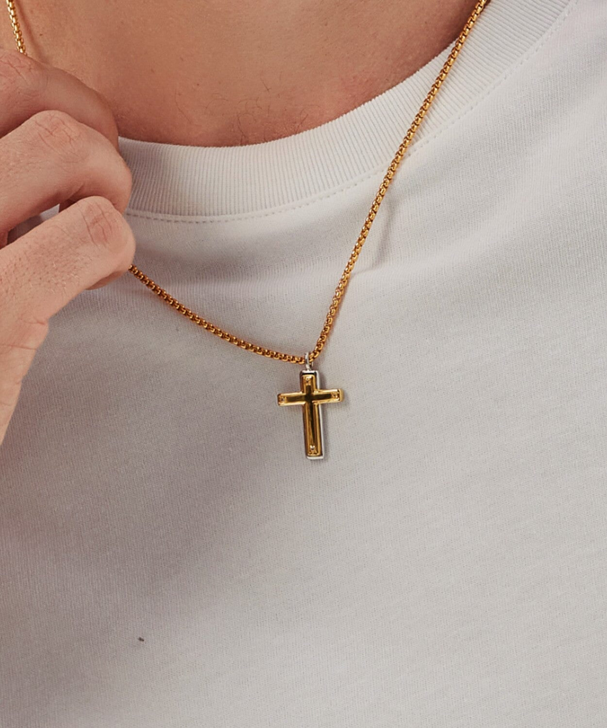 24K Gold Cross Necklace Saurin Jiya
