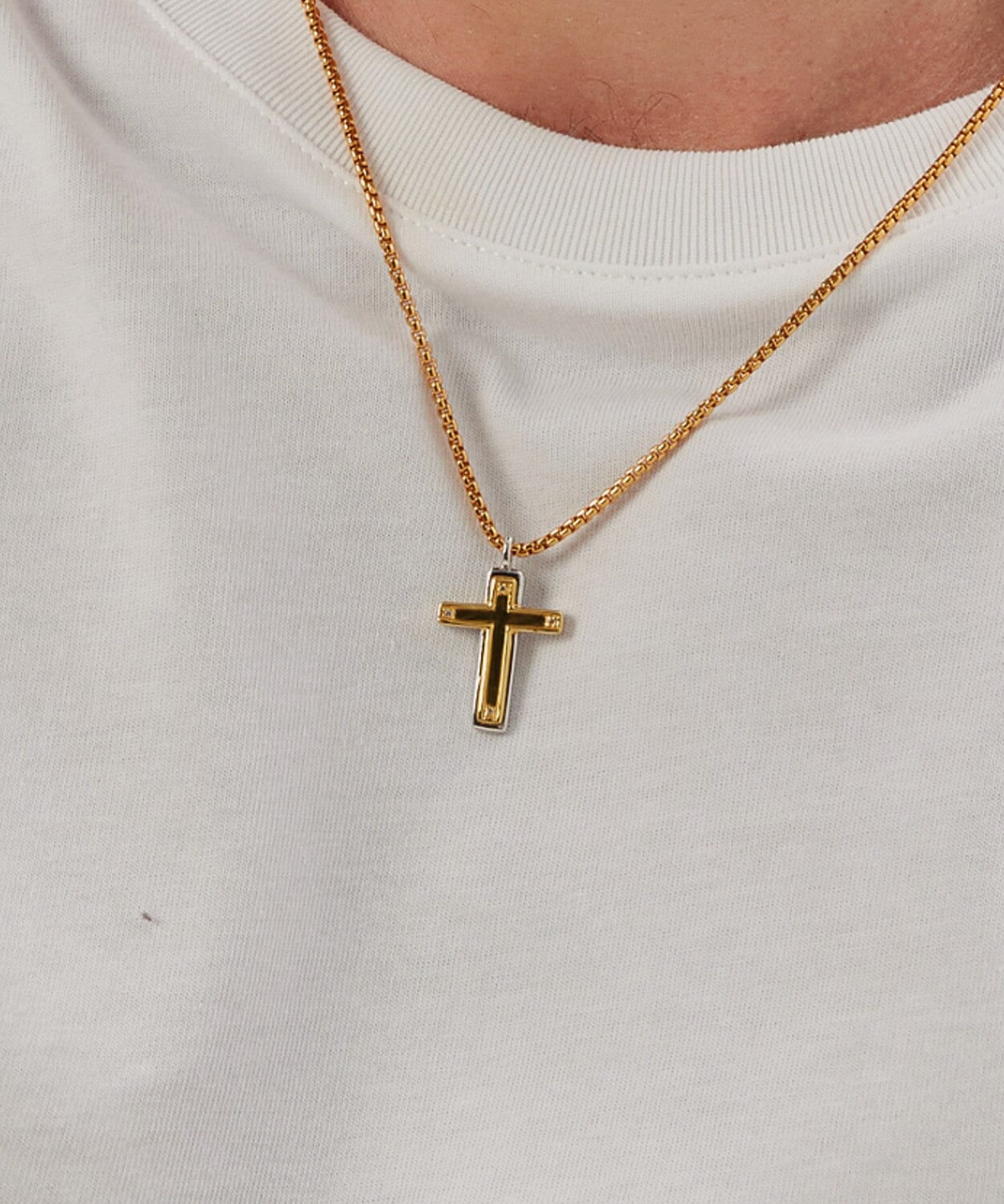 24K Gold Cross Necklace Saurin Jiya