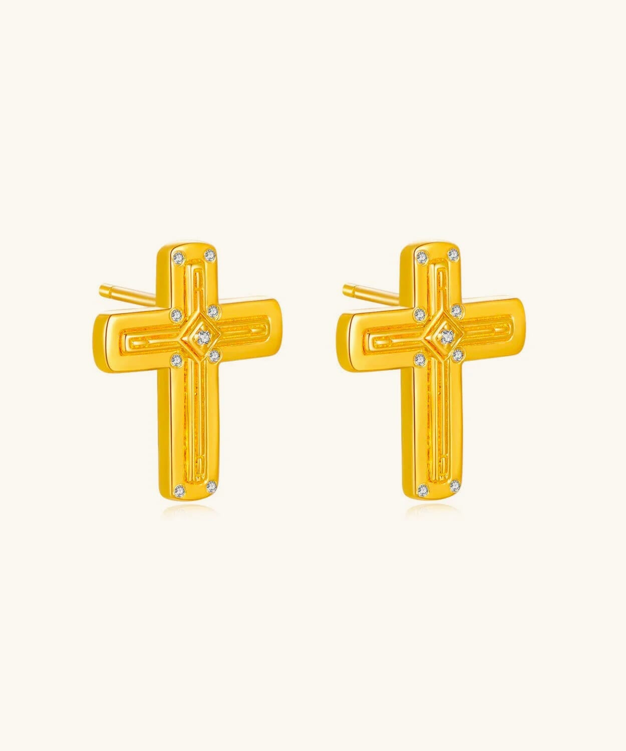 24K Gold Cross Stud Earring Saurin Jiya