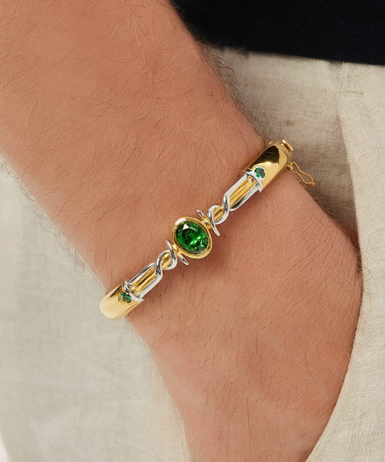 24K Gold Enchanted Emerald Bracelet Saurin Jiya