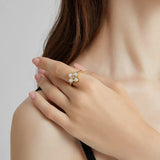 24K Gold Four Leaf Clover Ring Saurin Jiya