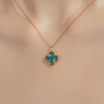 24K Gold Green Agate Clover Necklace Saurin Jiya