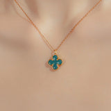 24K Gold Green Agate Clover Necklace Saurin Jiya