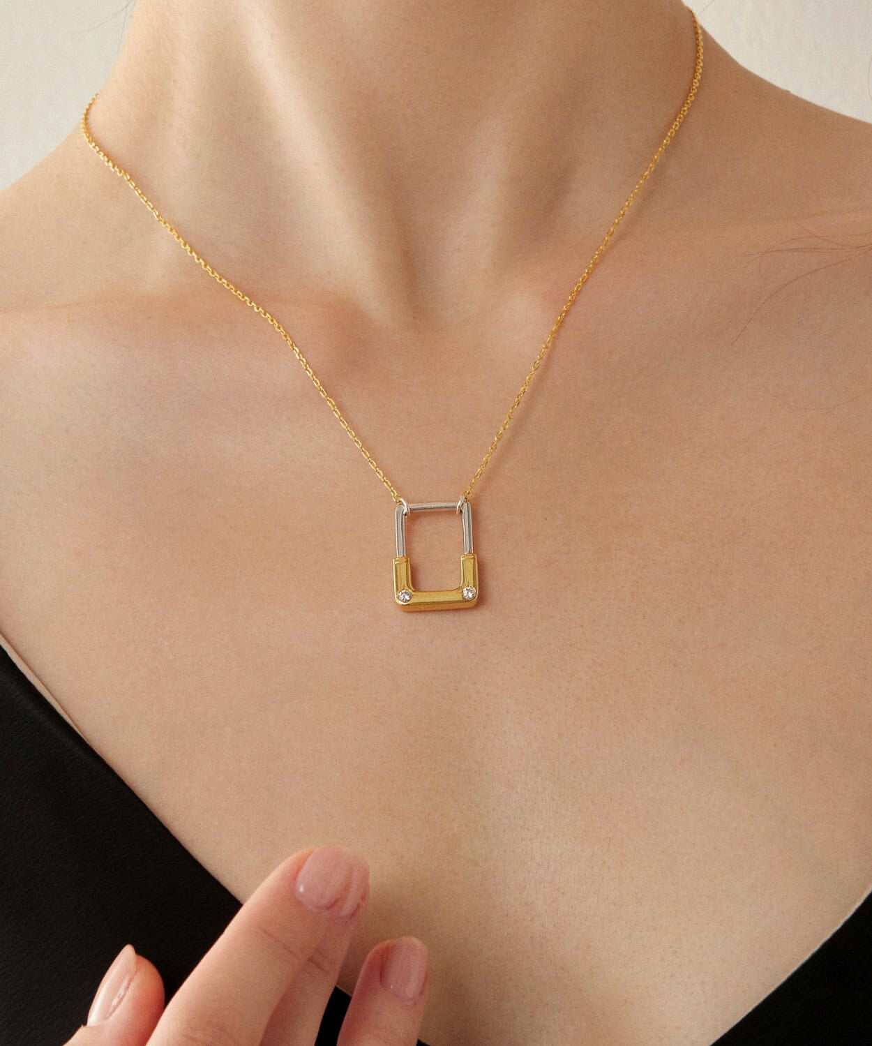 24K Gold Lock Necklace Saurin Jiya