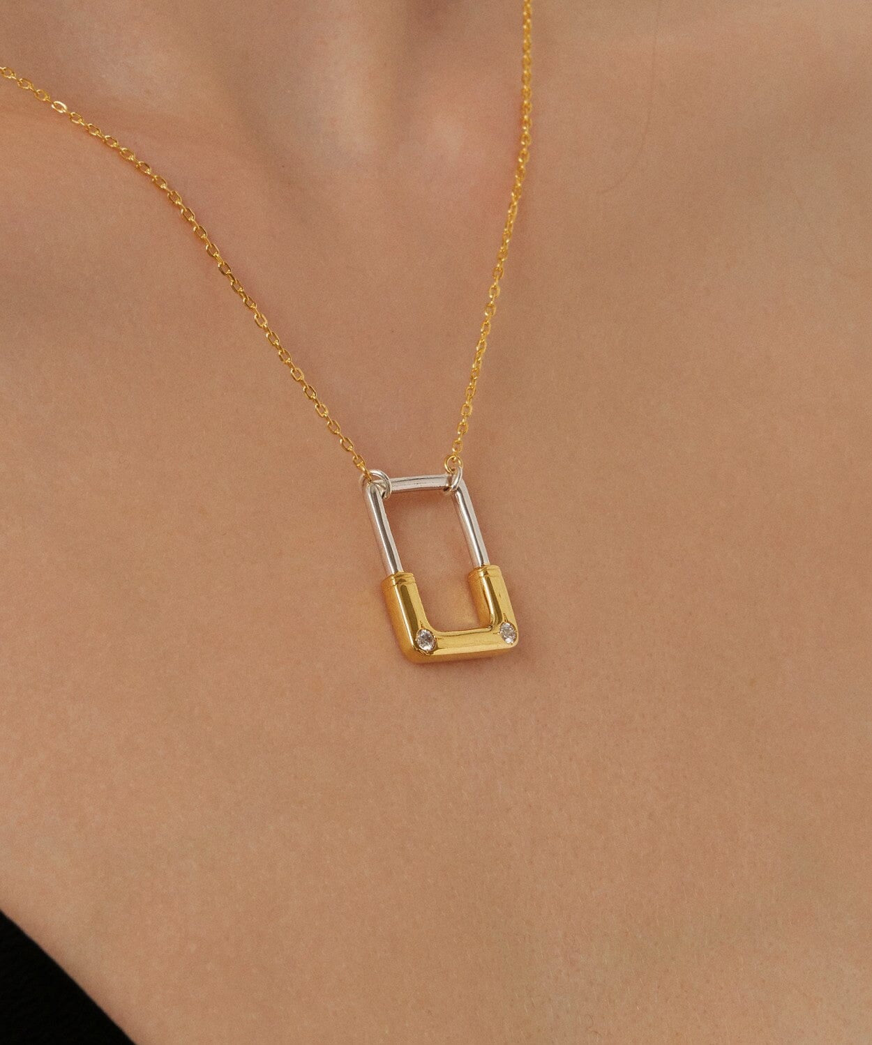 24K Gold Lock Necklace Saurin Jiya