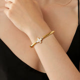 24K Gold Pearl Clover Bracelet Saurin Jiya