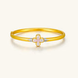 24K Gold Pearl Clover Bracelet Saurin Jiya