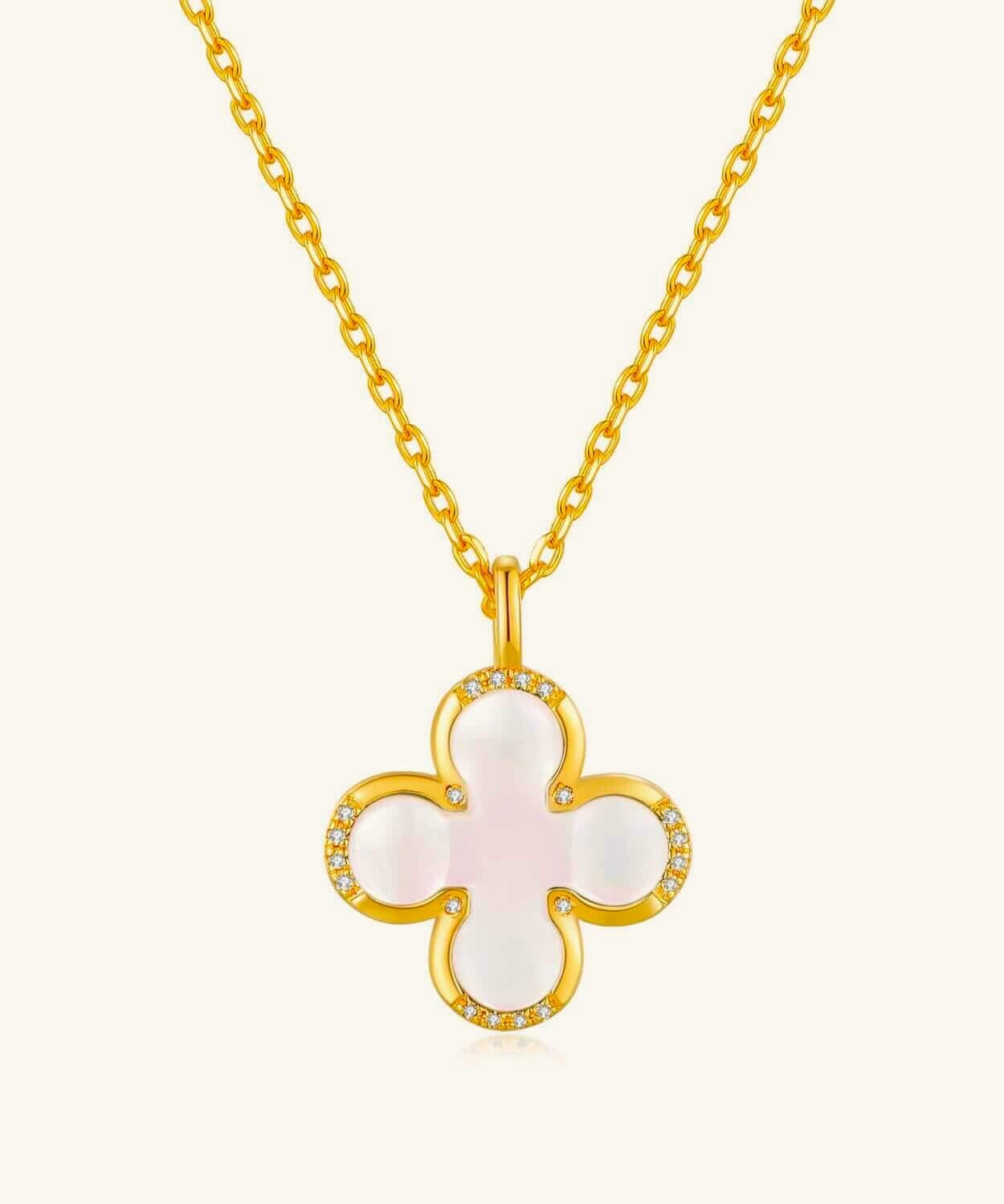 24K Gold Pearl Clover Necklace Saurin Jiya