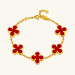 24K Gold Red Agate Clover Bracelet Saurin Jiya