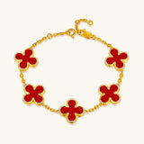 24K Gold Red Agate Clover Bracelet Saurin Jiya