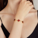 24K Gold Red Agate Clover Bracelet Saurin Jiya
