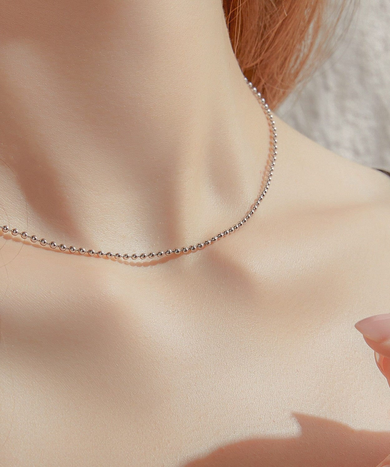 24K White Gold Bead Chain - 2mm Saurin Jiya