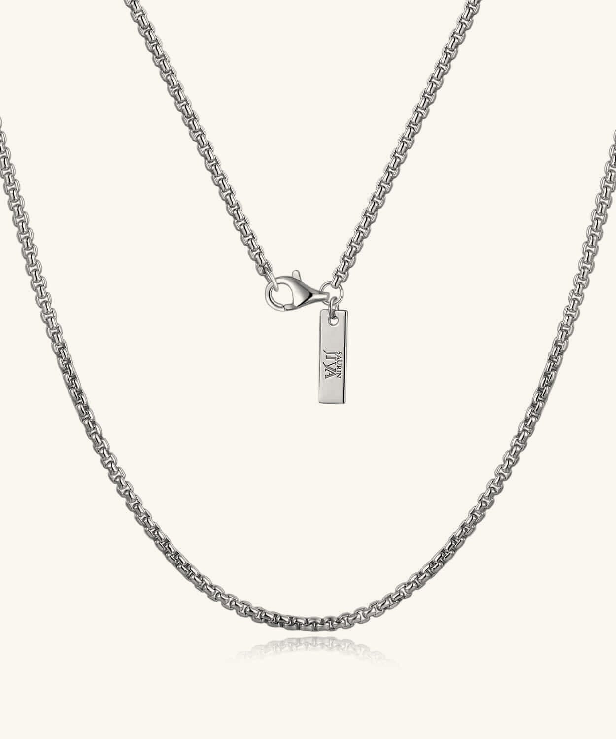 24K White Gold Box Chain - 2mm Saurin Jiya