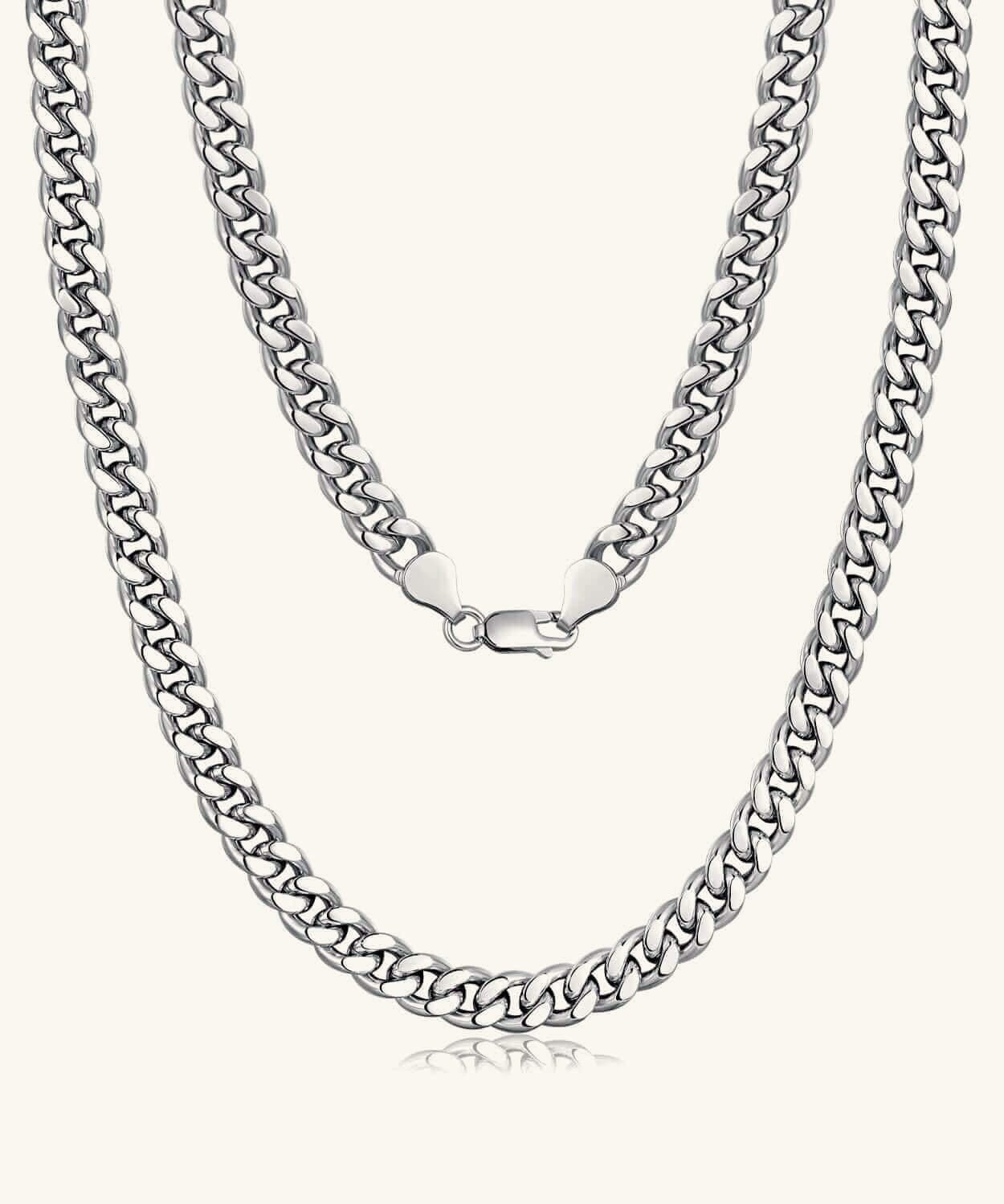 24K White Gold Cuban Link Statement Chain - 7mm Saurin Jiya