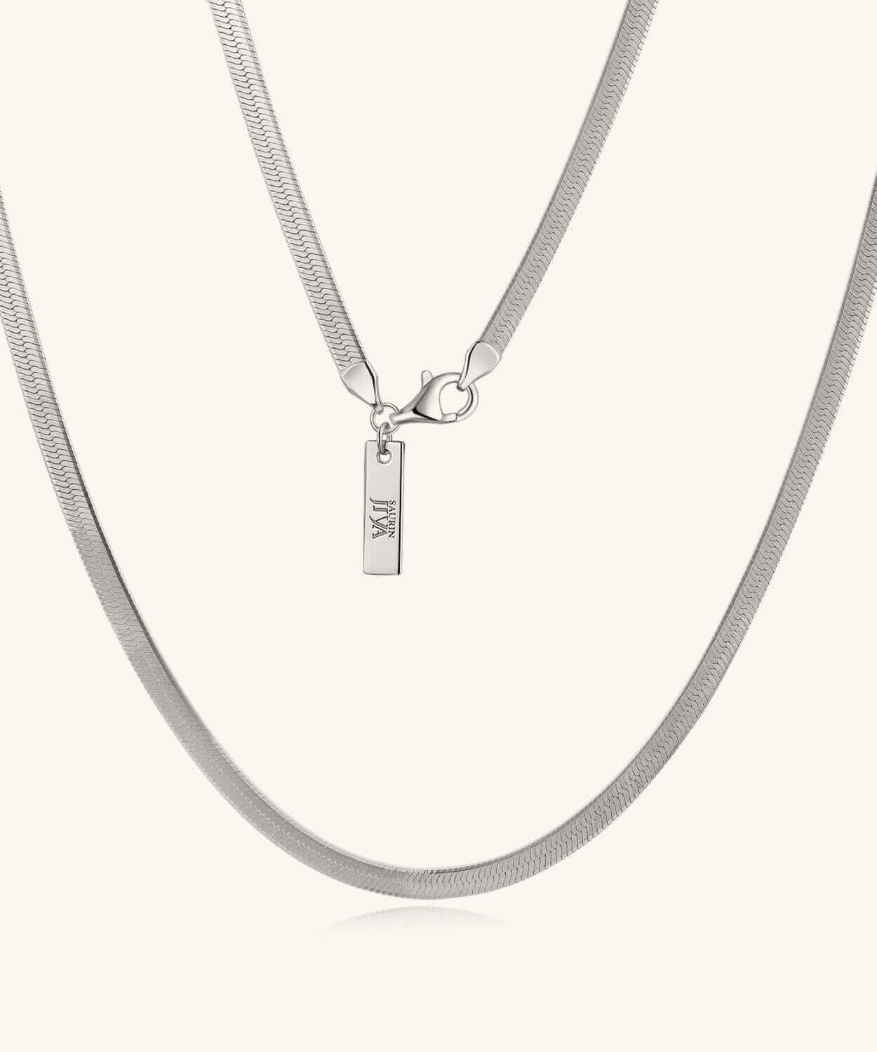 24K White Gold Herringbone Chain - 3mm Saurin Jiya