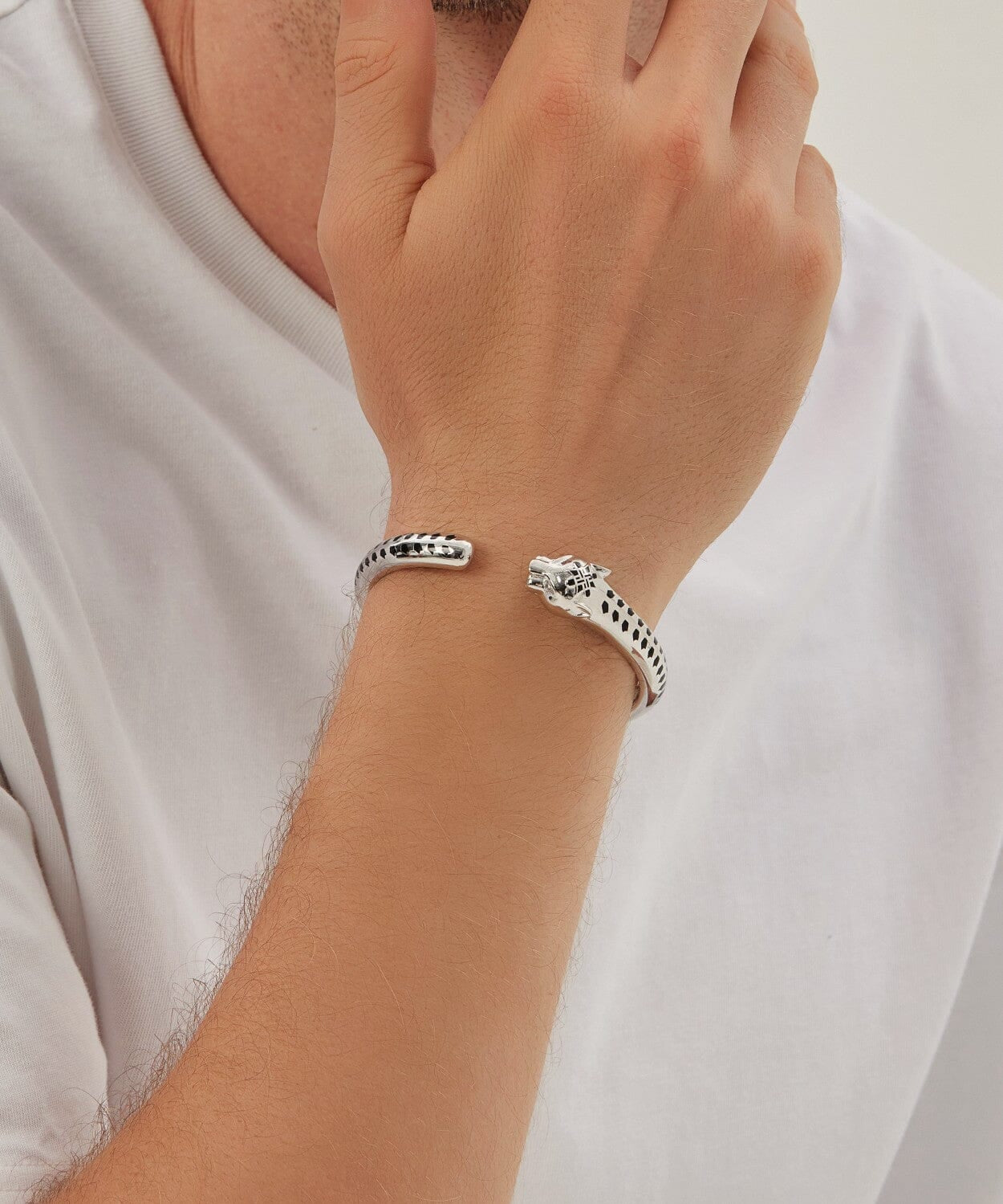24K White Gold Leopard Bracelet Saurin Jiya