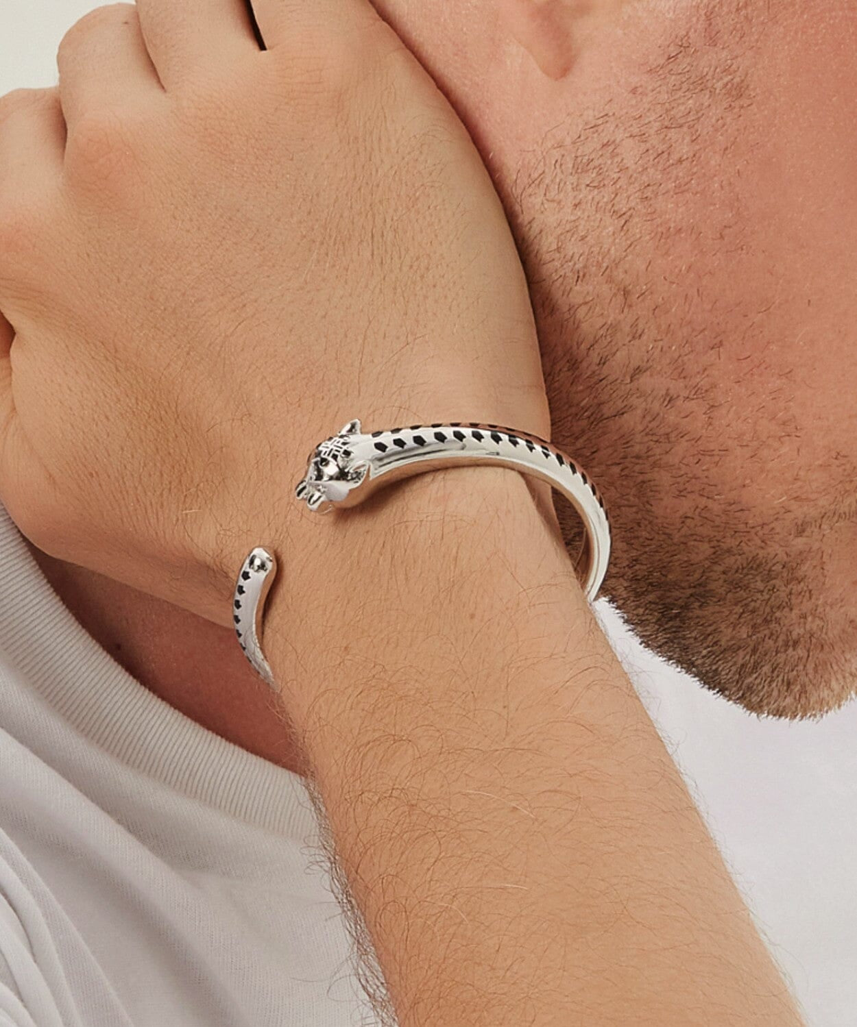 24K White Gold Leopard Bracelet Saurin Jiya