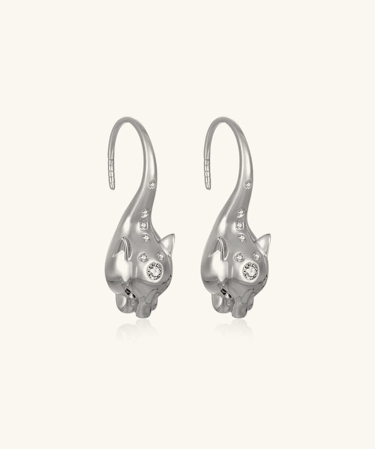 24K White Gold Panther Earring Saurin Jiya