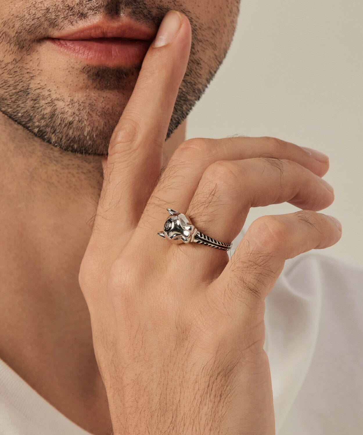 24K White Gold Panther Ring Saurin Jiya