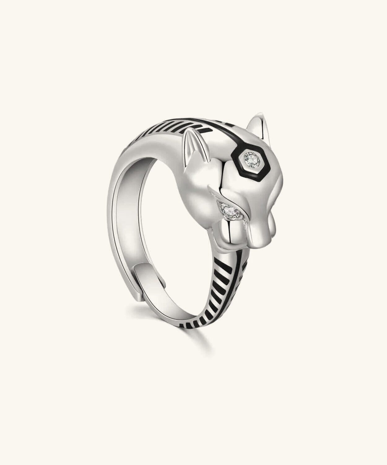 24K White Gold Panther Ring Saurin Jiya