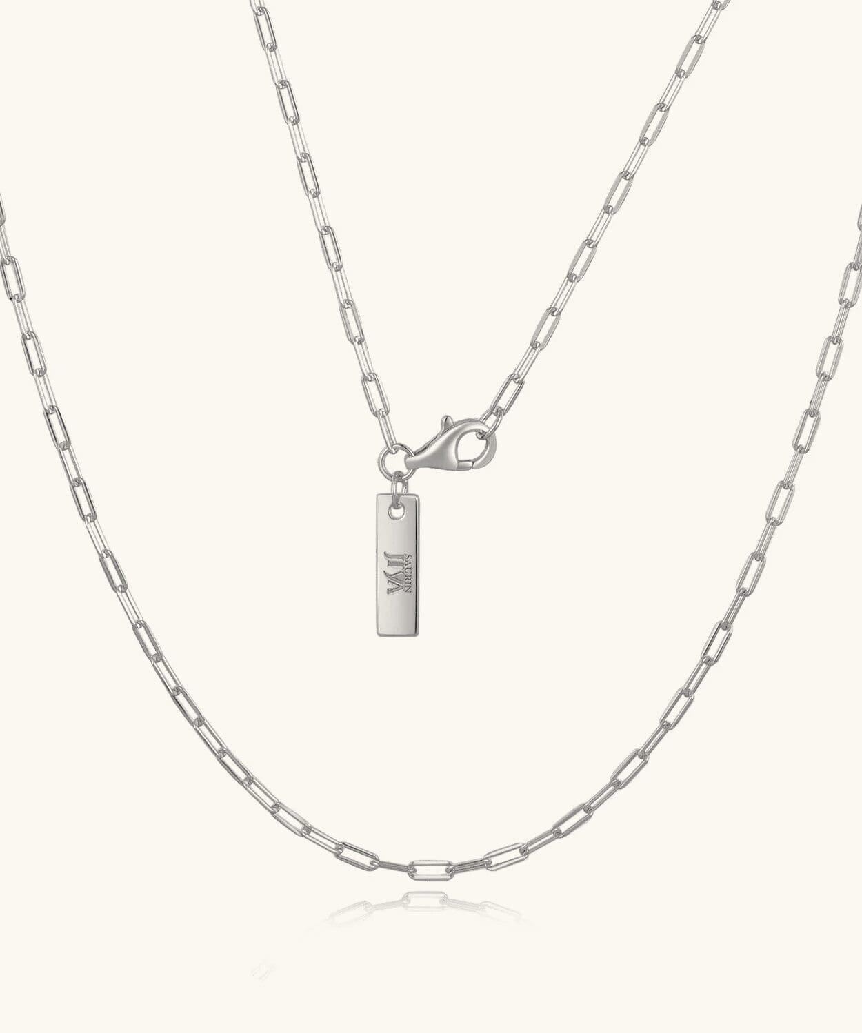 24K White Gold Paperclip Chain - 2mm Saurin Jiya