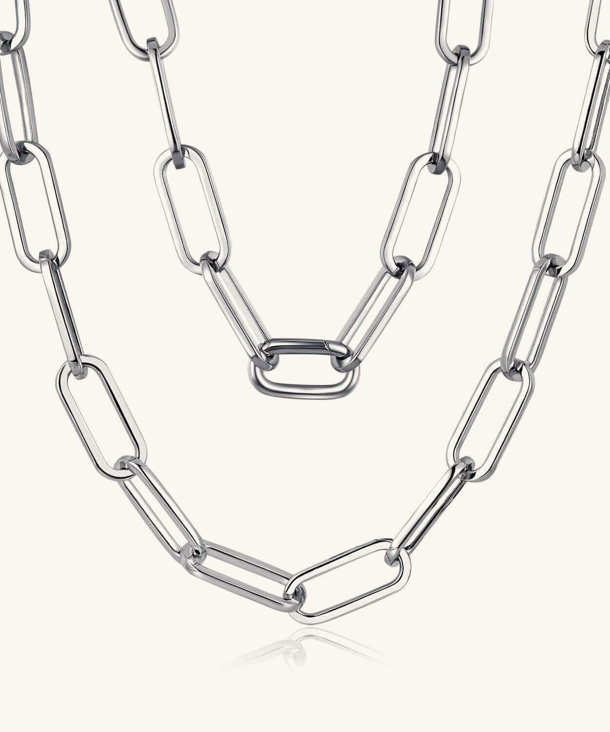 24K White Gold Paperclip Statement Chain - 7mm Saurin Jiya