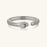 24K White Gold Pavé Panther Bracelet Saurin Jiya