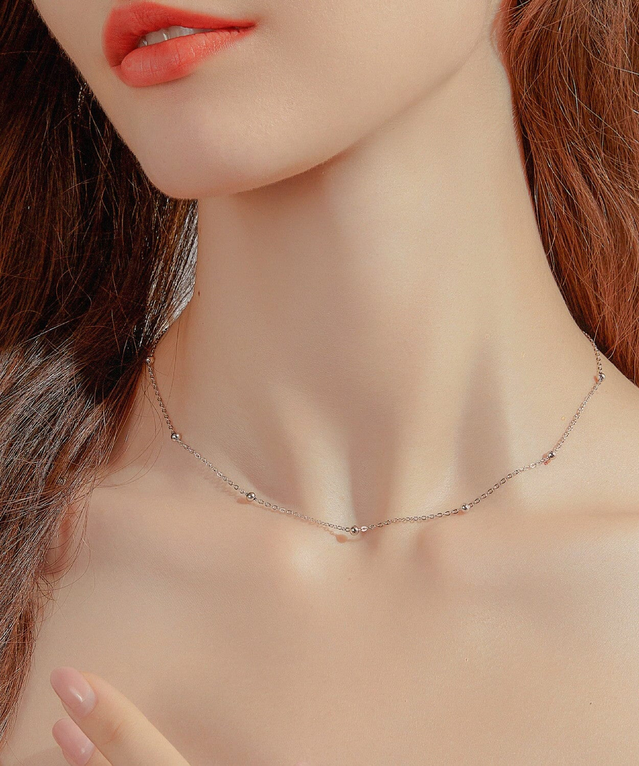 24K White Gold Satellite Chain Necklace - 1mm Saurin Jiya