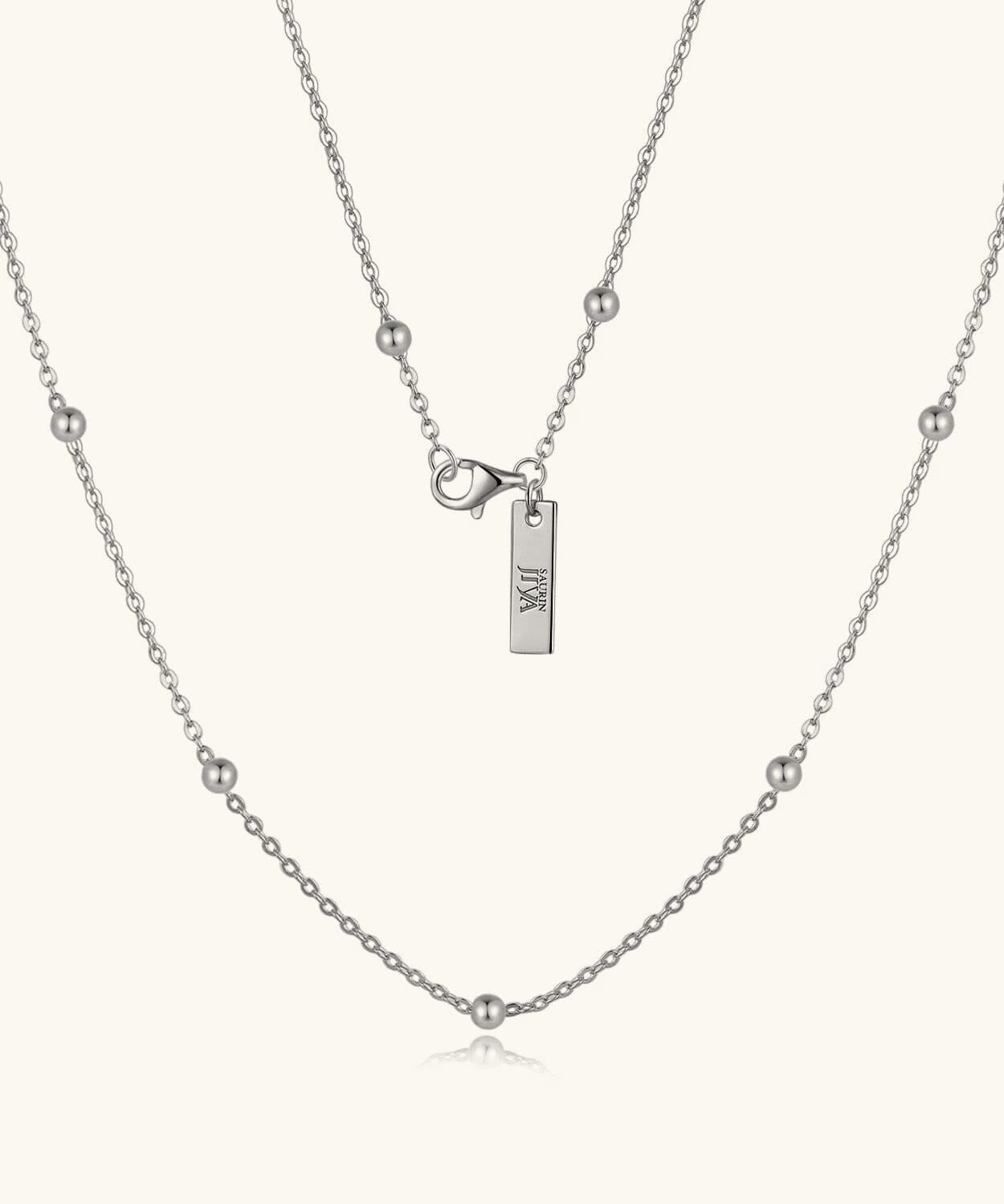 24K White Gold Satellite Chain Necklace - 1mm Saurin Jiya