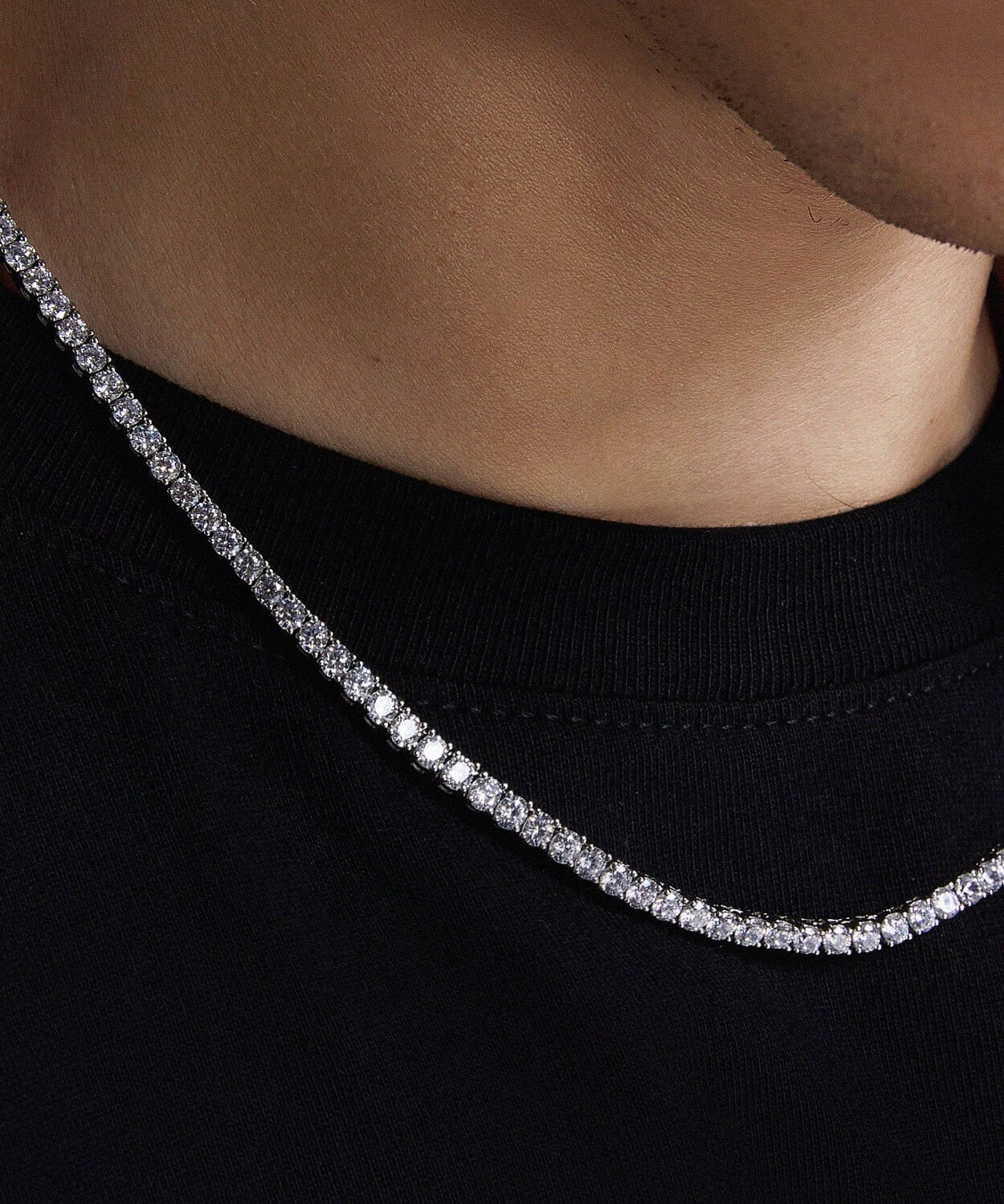 24K White Tennis Chain - 3mm Saurin Jiya