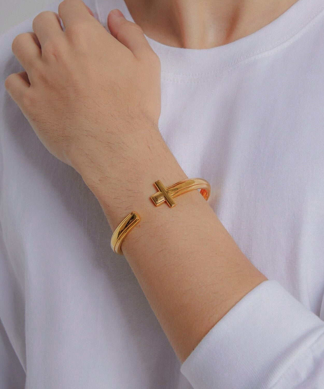 24K Yellow Gold Cross Bracelet Saurin Jiya