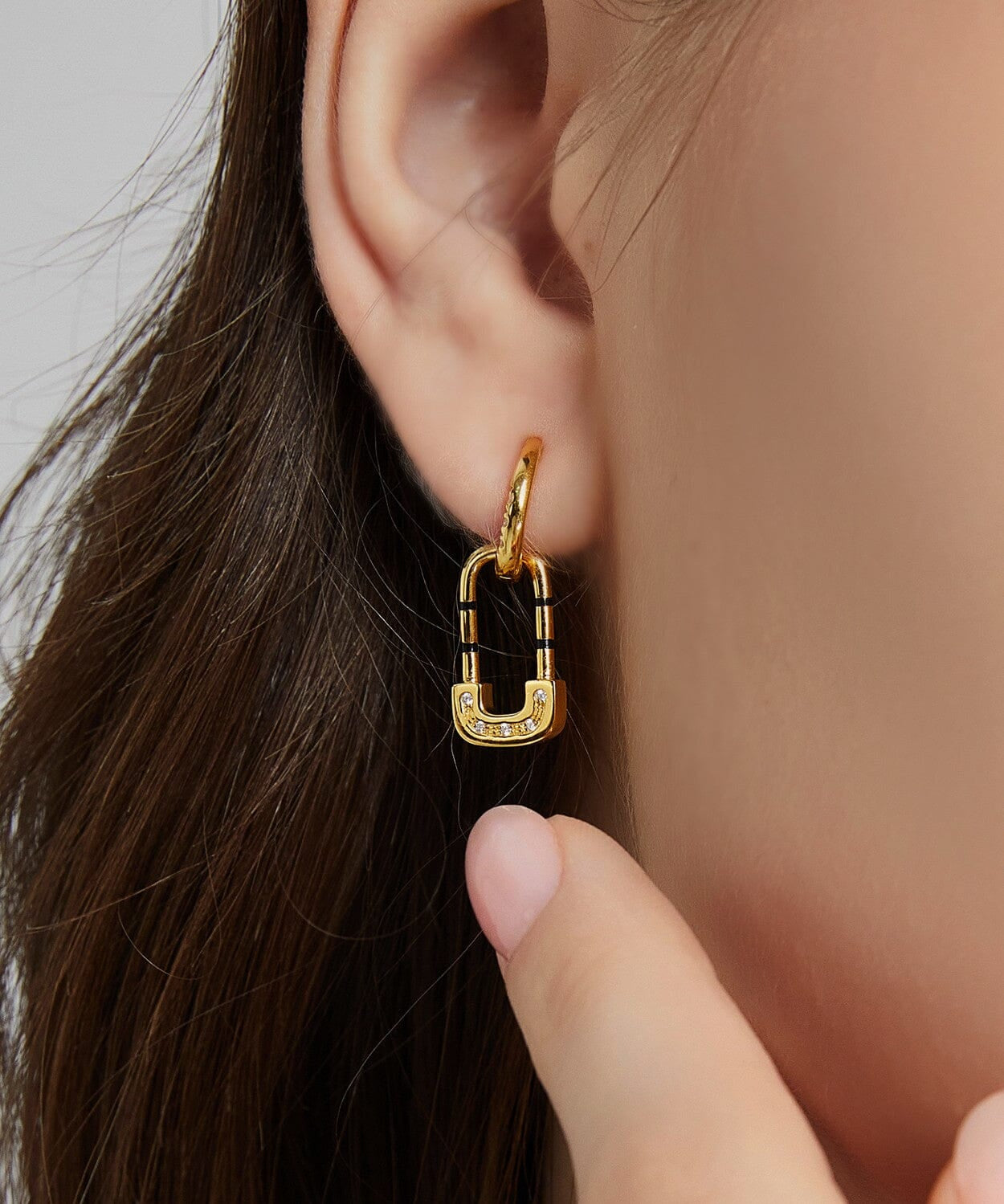 24K Yellow Gold Lock Earring Saurin Jiya