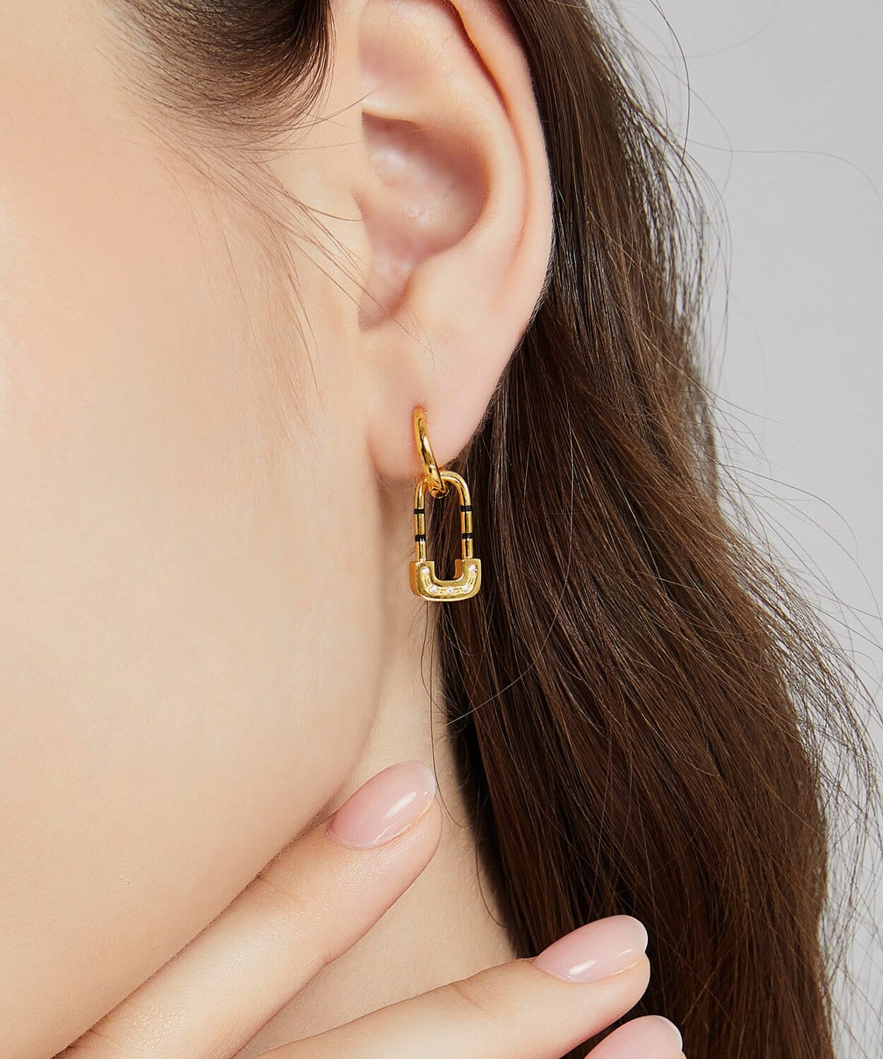 24K Yellow Gold Lock Earring Saurin Jiya