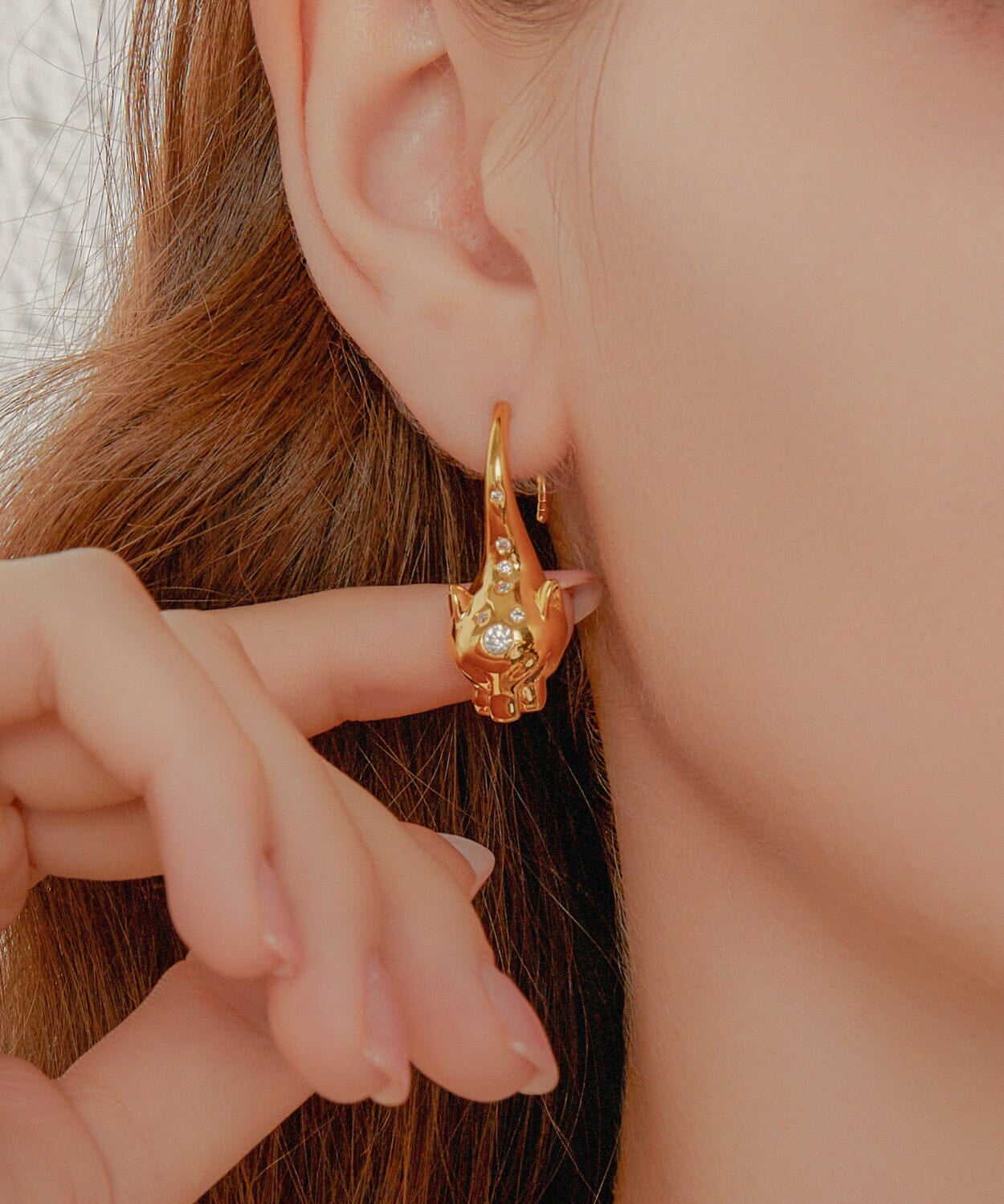 24K Yellow Gold Panther Earring Saurin Jiya