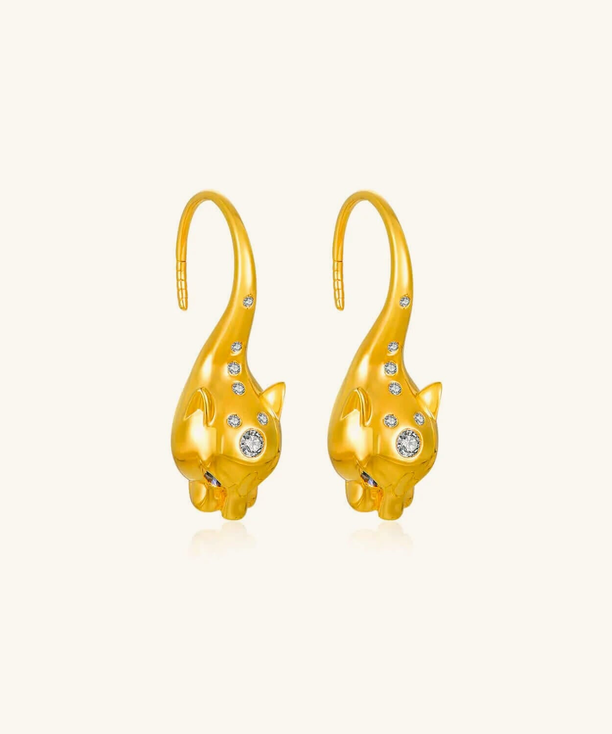 24K Yellow Gold Panther Earring Saurin Jiya