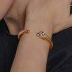 24K Yellow Gold Pavé Panther Bracelet Saurin Jiya