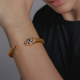 24K Yellow Gold Pavé Panther Bracelet Saurin Jiya
