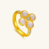 24K Gold Four Leaf Clover Ring