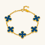 24K Gold Blue Chalcedony Clover Bracelet Saurin Jiya