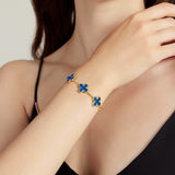 24K Gold Blue Chalcedony Clover Bracelet Saurin Jiya