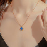 24K Gold Blue Chalcedony Clover Necklace Saurin Jiya