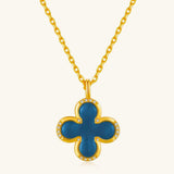 24K Gold Blue Chalcedony Clover Necklace Saurin Jiya