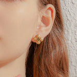 24K Gold Clover Stud Earring Saurin Jiya